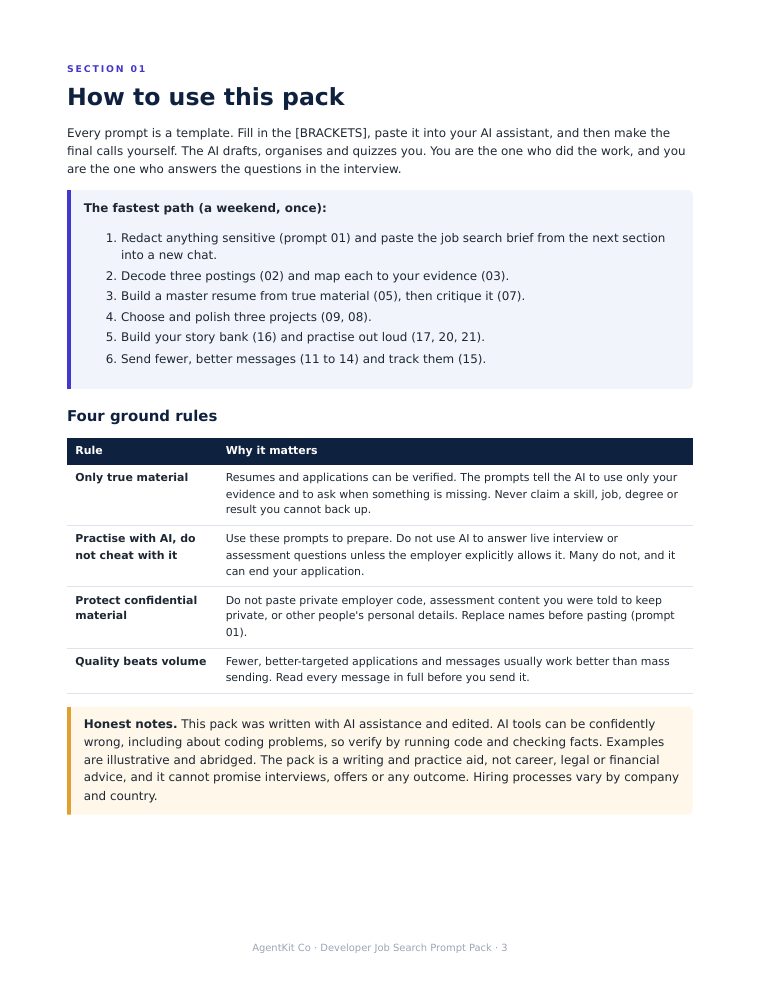 Page 3: how to use the pack with the fastest path and four ground rules