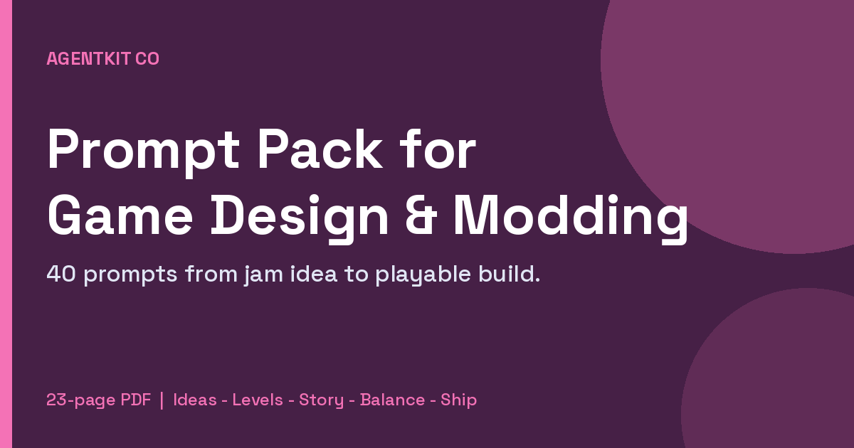 Prompt Pack for Game Design and Modding cover