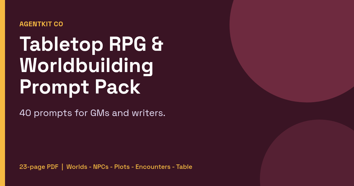 Tabletop RPG and Worldbuilding Prompt Pack cover
